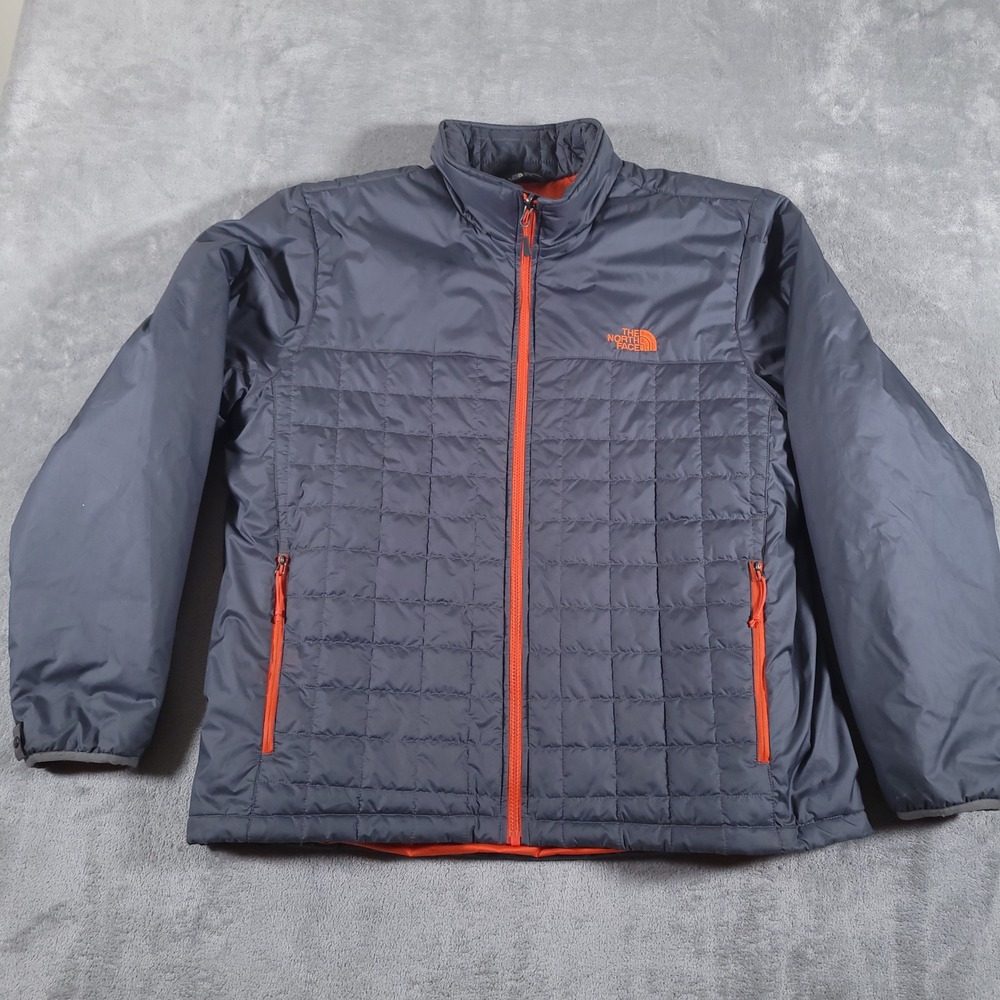 The North Face Jacket Men XL Gray Orange Thermoball Hybrid Quilted Puffer Coat